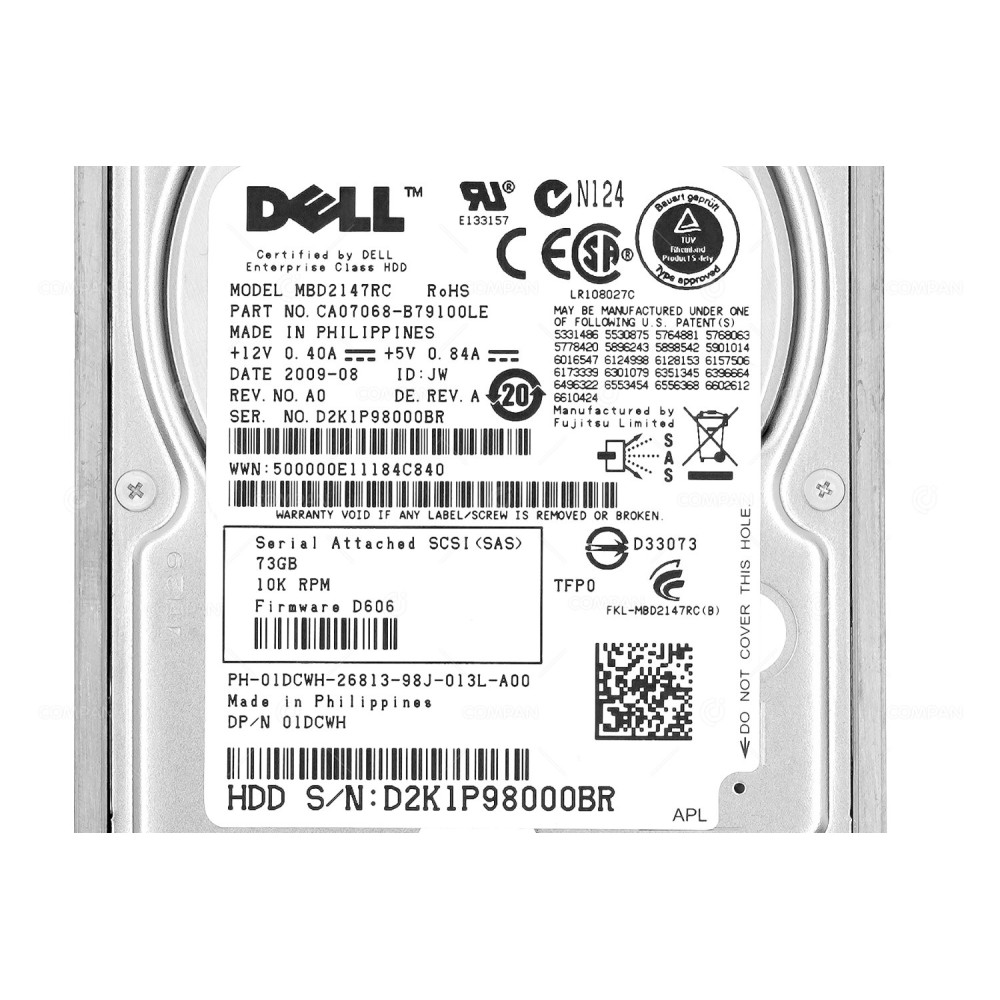 1DCWH DELL HDD 73GB 10K SAS 3G 2.5" SFF HOT-SWAP